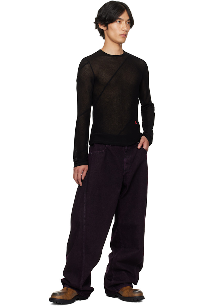 Garment-dyed and stonewashed 14 oz non-stretch denim jeans. 

· Fading throughout 
· Mid-rise
· Belt loops
· Four-pocket styling
· Zip fly 
· Curved legs 

Supplier color: Amethyst