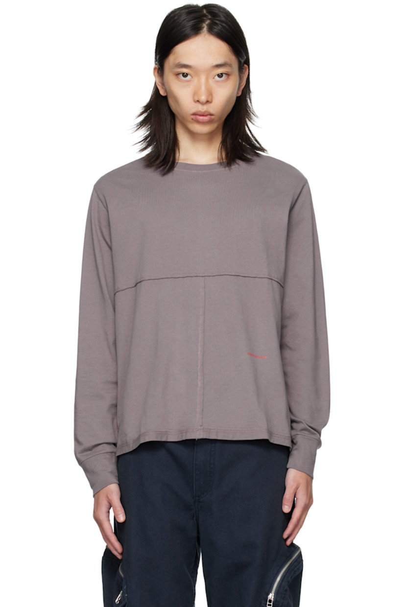 Garment-dyed pima cotton jersey T-shirt. 

· Paneled construction
· Raw edges throughout
· Rib-knit crewneck and cuffs
· Logo printed at front
· Contrast stitching in yellow

Supplier color: Shark