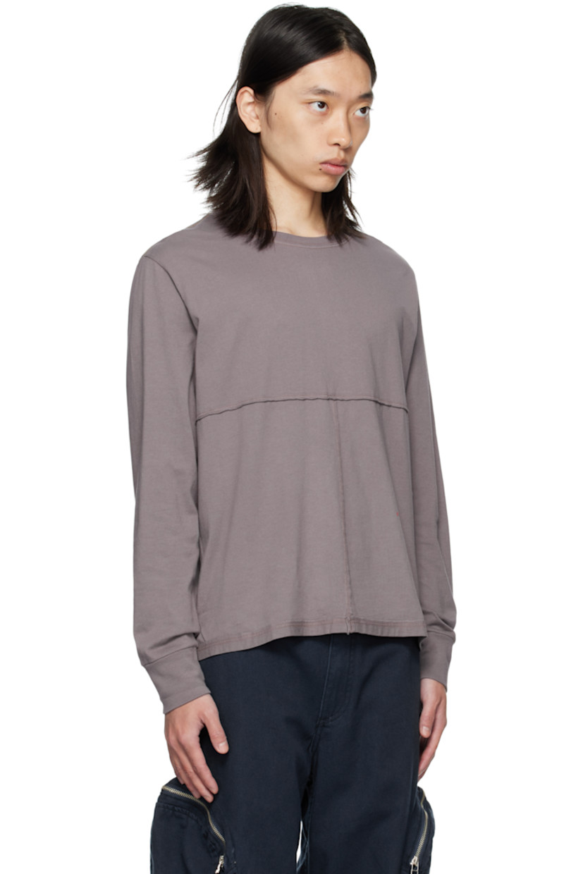 Garment-dyed pima cotton jersey T-shirt. 

· Paneled construction
· Raw edges throughout
· Rib-knit crewneck and cuffs
· Logo printed at front
· Contrast stitching in yellow

Supplier color: Shark