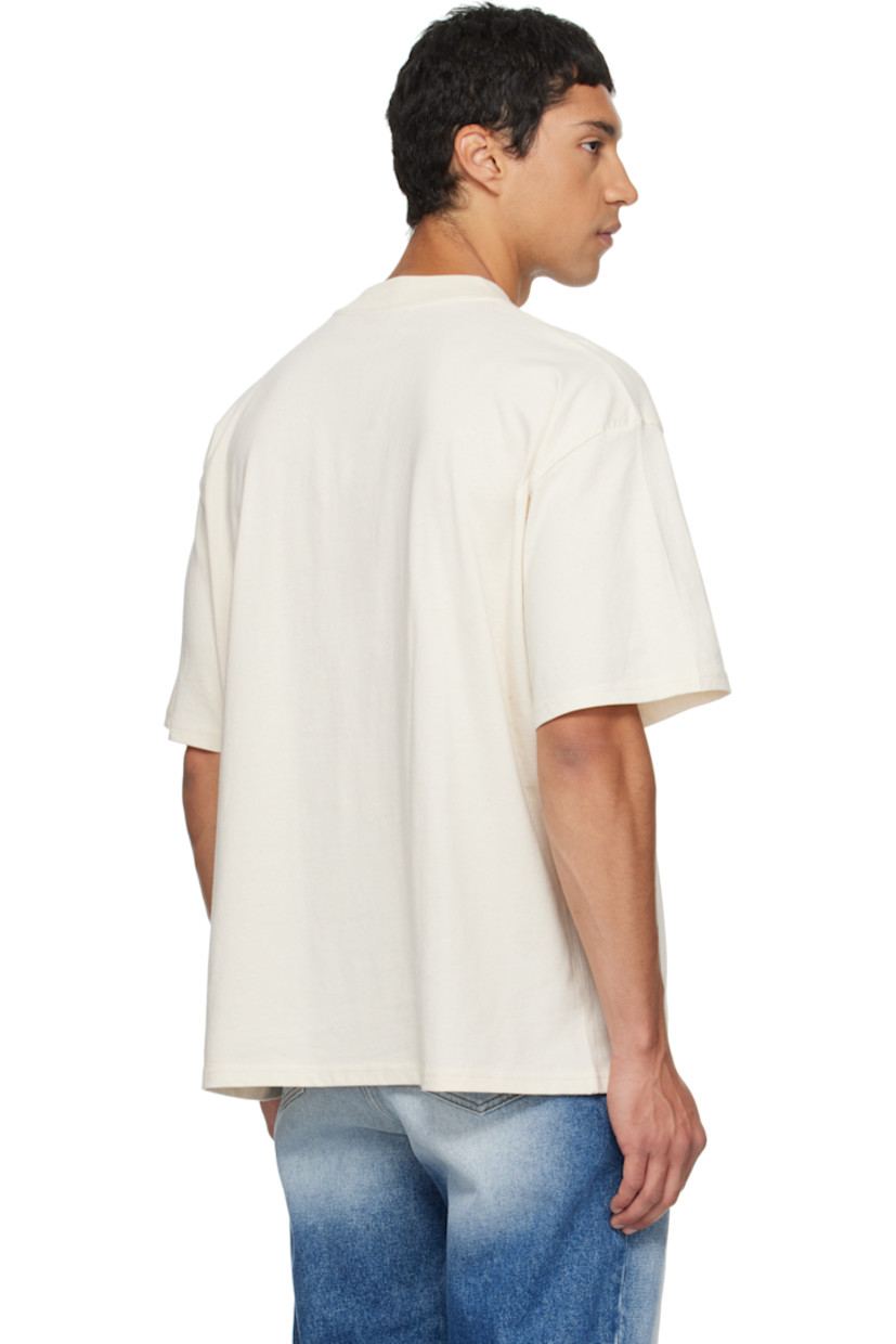Nepped organic cotton jersey T-shirt.

· Rib-knit crewneck
· Text printed at front
· Dropped shoulders

Supplier color: White