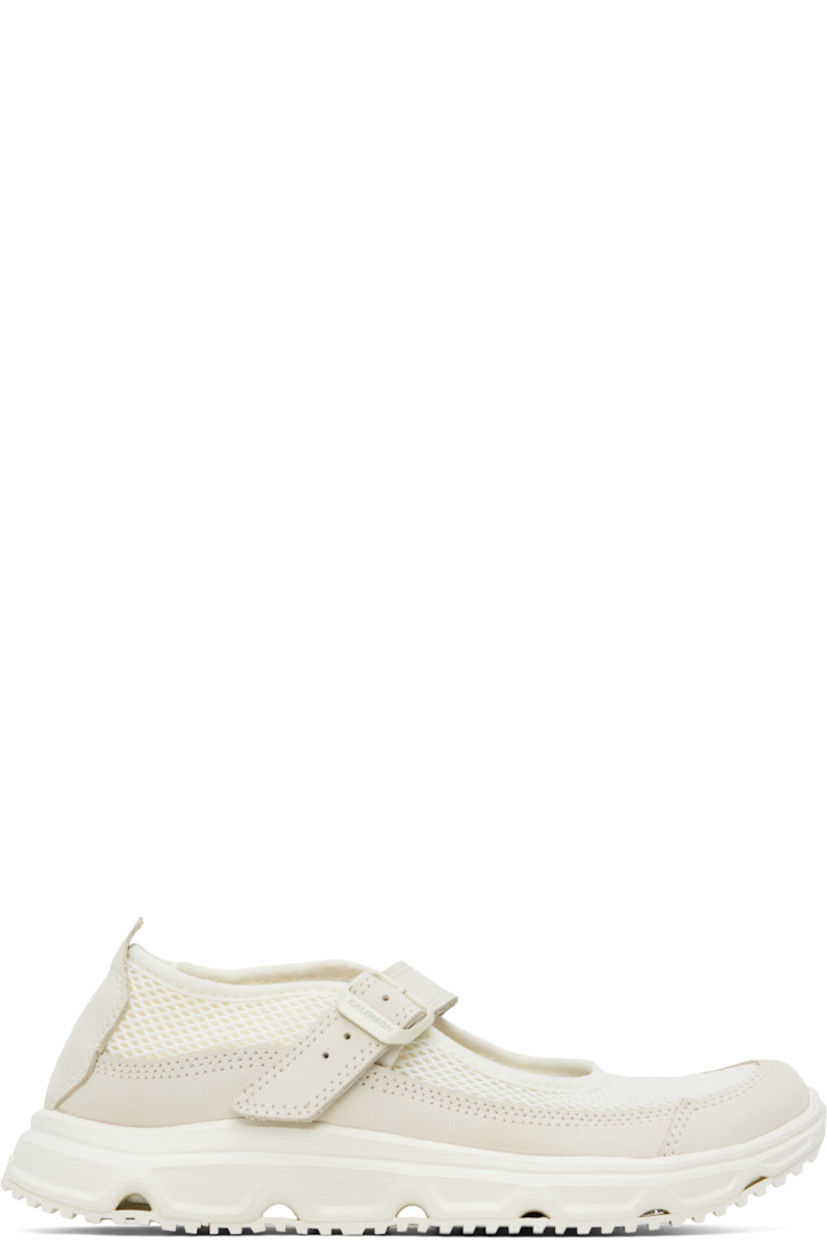 Mesh and nubuck Mary Jane-style loafers in off-white.

· Pin-buckle strap at vamp
· Bonded jersey trim at collar
· Pull-tab at heel collar
· Logo embossed at heel tab
· Faux-suede lining
· Treaded Contagrip® rubber sole

Supplier color: Vanilla/Vanilla/Vanilla