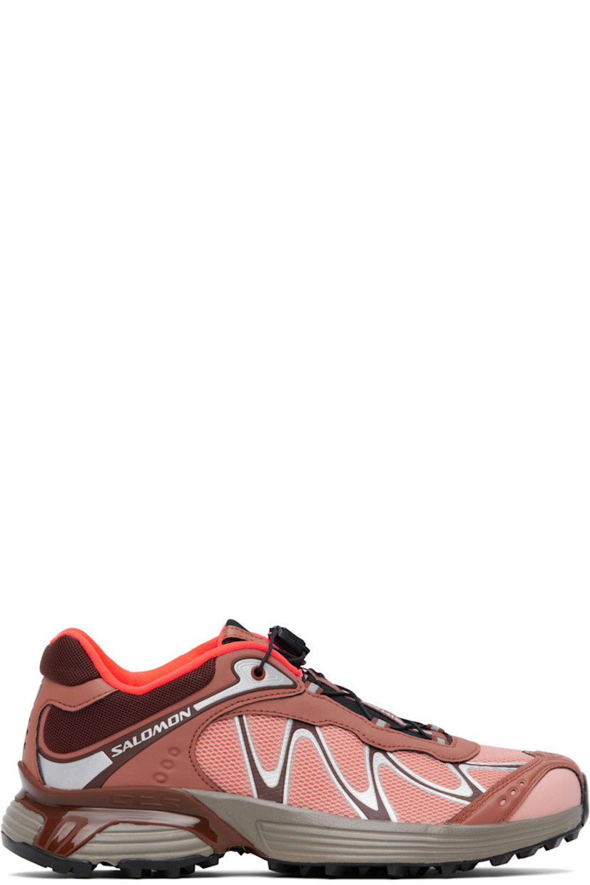 Low-top mesh and faux-leather sneakers in burgundy and pink.

· Reflective detailing throughout
· Logo embossed at toe
· Quicklace™ closure
· Logo patch at padded tongue
· Padded collar
· sensiFIT™ panel at sides
· Logo printed at outer side and heel tab
· Molded OrthoLite® insole
· Mesh lining
· Agile Chassis™ System at rubber EnergyCell midsole
· Treaded Mud Contagrip® rubber sole

Supplier color: Henna/Tawny port/Neon flame