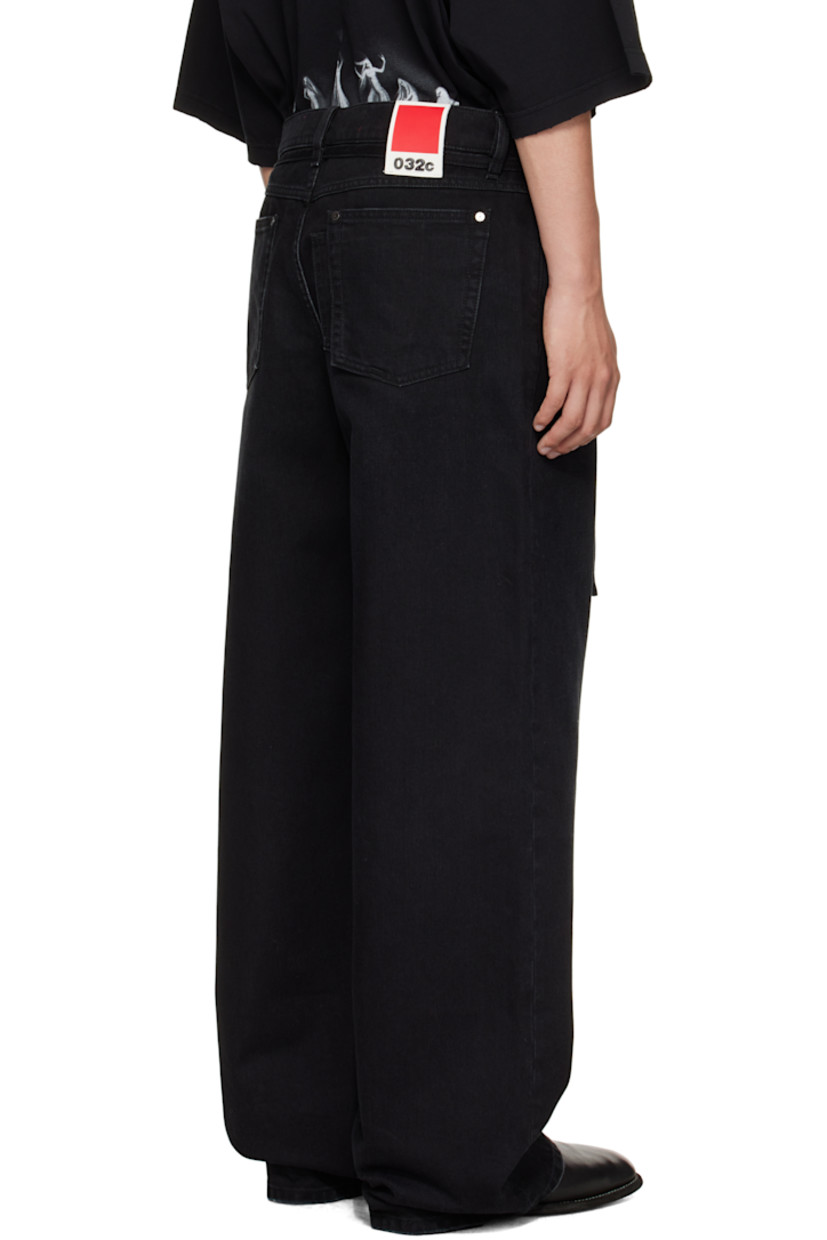 Non-stretch organic cotton denim jeans.

· Whiskering and fading throughout
·  Wide-leg
· Low-rise
· Belt loops
· Cinch belt at waistband
· Five-pocket styling
· Logo embroidered at button fly
· Subtle distressing at lower legs
· Leather logo patch at back waistband

Supplier color: Washed black