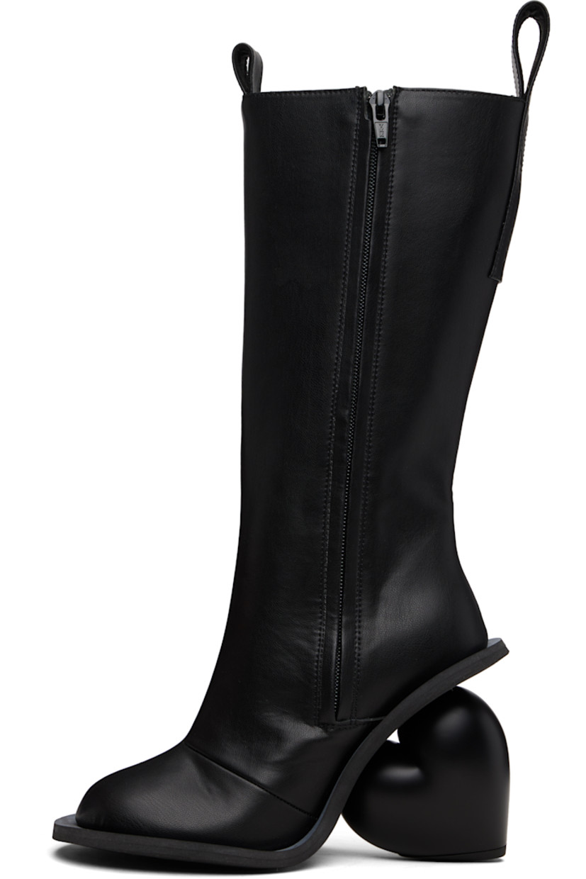 Knee-high buffed faux-leather boots.

· Logo-embossed pull-loops at collar
· Zip closure at inner side
· Grained faux-leather lining
· Sculptural heel
· Rubber sole
· Heel: H4.25"

Available exclusively at SSENSE.

Supplier color: Black