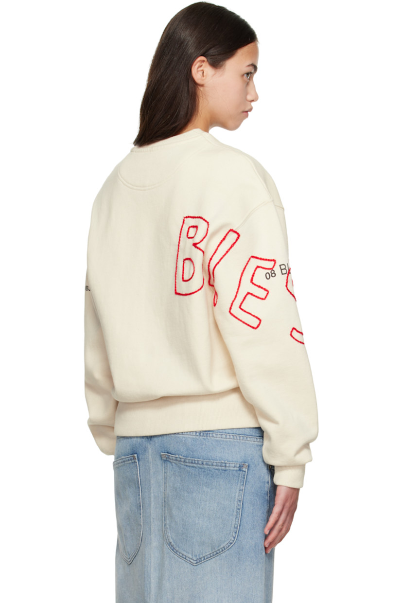 Cotton fleece sweatshirt.

· Logo and text embroidered throughout
· Rib-knit crewneck, hem, and cuffs
· Logo and text printed at front and sleeves
· Logo hardware at side seam

Supplier color: Ecru
