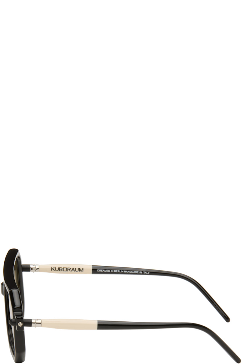 Handcrafted square Mazzucchelli acetate-frame sunglasses.

· Brown lenses
· Double bridge
· Integrated nose pads
· Includes case
· Size: 53.17 145

Supplier color: Black shine/Ivory/Black shine