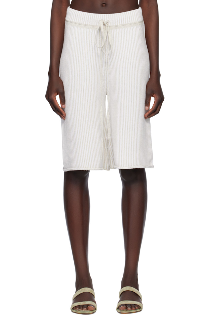 Knit pima cotton shorts. Jacquard stripes throughout. 

· Drawstring at waistband
· Rolled cuffs

Supplier color: Marble/White