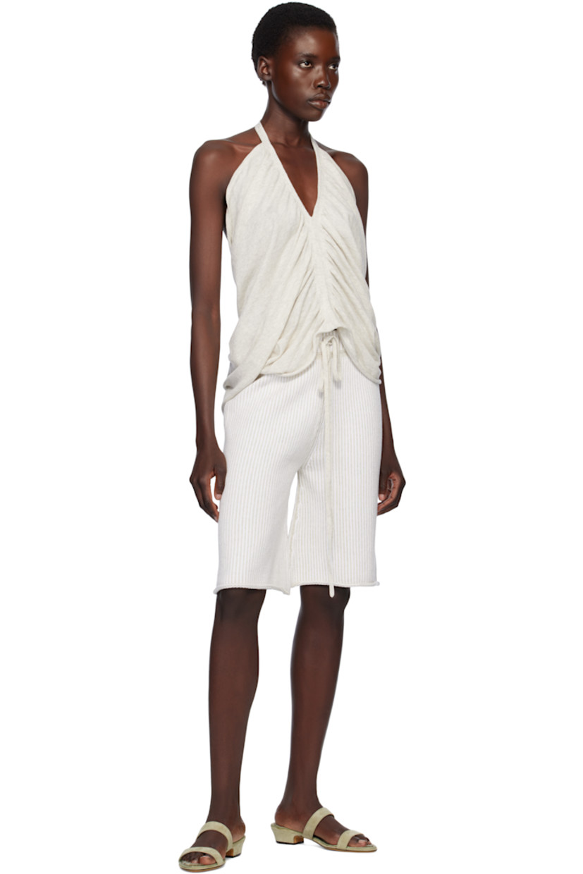 Knit pima cotton shorts. Jacquard stripes throughout. 

· Drawstring at waistband
· Rolled cuffs

Supplier color: Marble/White