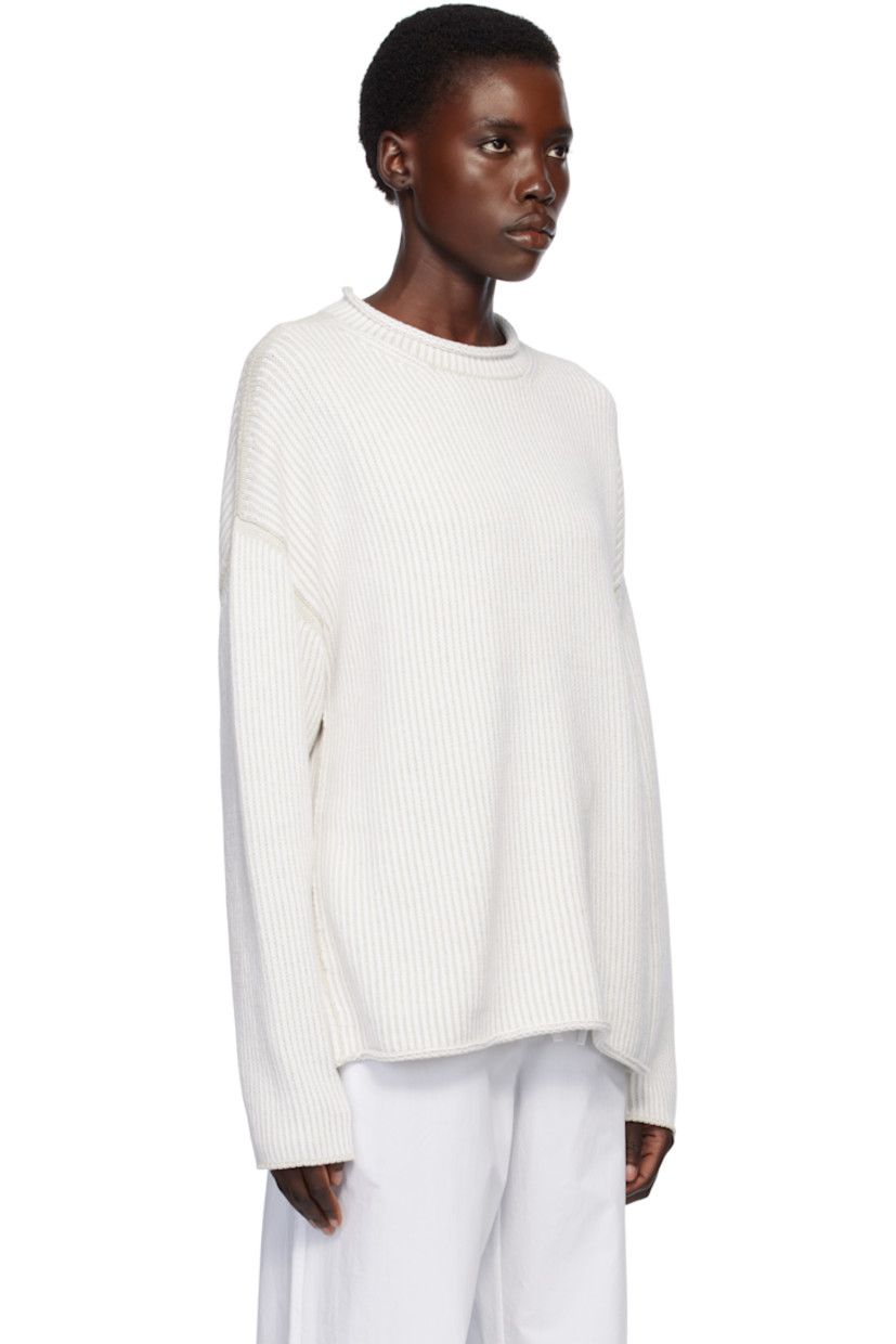 Hand-loomed knit pima cotton sweater. 

· Hand-dyed
· Rolled edge at crewneck, hem, and cuffs
· Vented side seams 
· Dropped shoulders

Supplier color: Marble/White