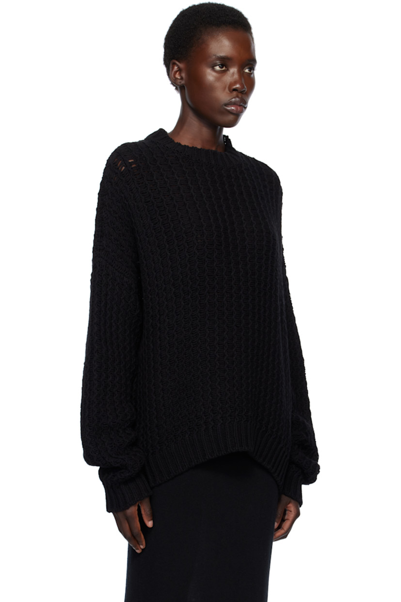 Knit pima cotton- and linen-blend sweater.

· Hand-loomed
· Rib-knit crewneck, hem, and cuffs

Supplier color: Black