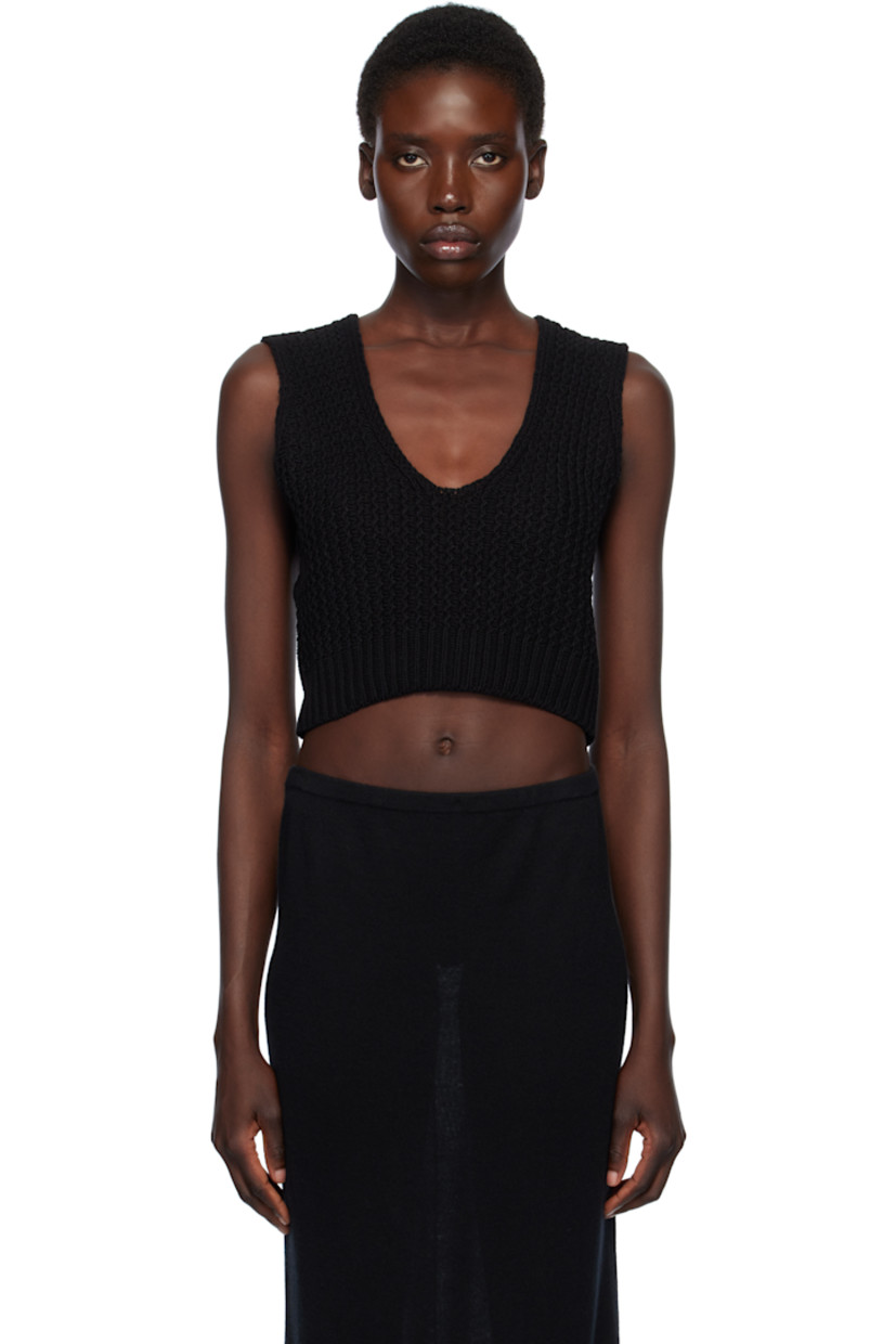 Hand-loomed pima cotton- and linen-blend tank top. 

· Scoop neck
· Rib-knit hem 

Supplier color: Black