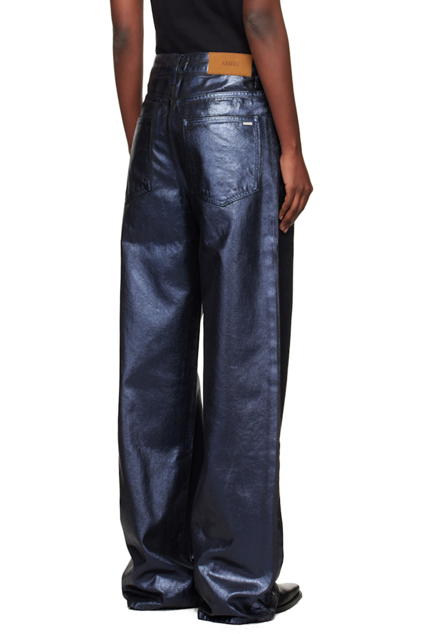 Coated non-stretch denim jeans.

· Belt loops
· Five-pocket styling
· Button fly
· Logo charm at front waistband
· Hammer loop at outseam
· Logo patch at back waistband
· Logo plaque at back pocket

Supplier color: Wet shimmer
