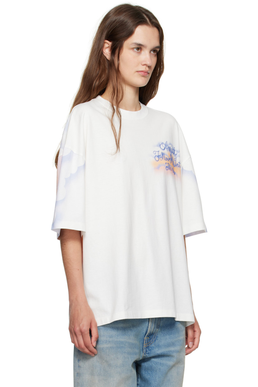 Cotton jersey T-shirt.

· Graphics printed throughout
· Rib-knit crewneck 
· Text printed at chest and back 
· Dropped shoulders

Supplier color: Ivory