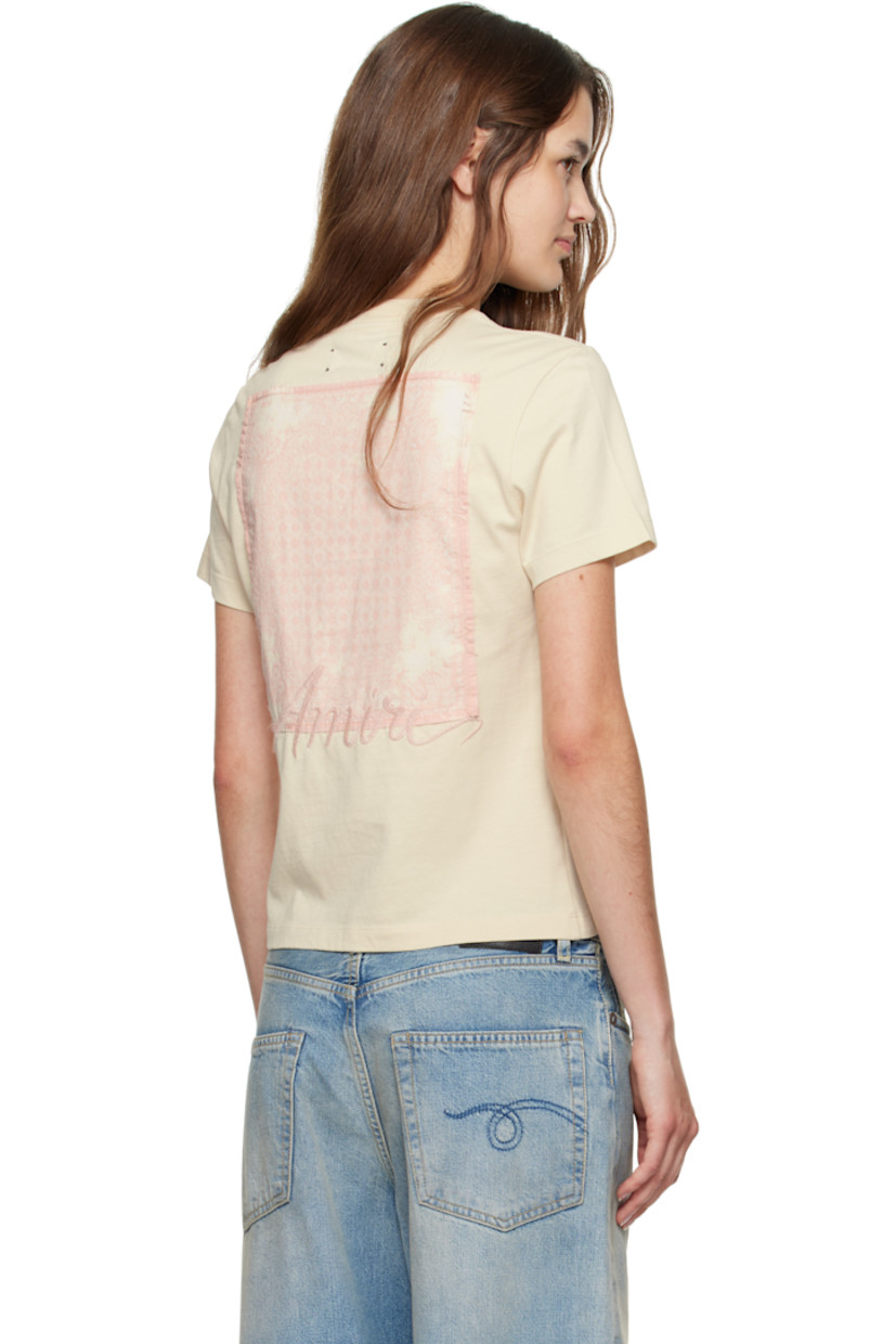 Cotton jersey T-shirt. 

· Rib-knit crewneck
· Logo embroidered at chest and back 
· Faded bandana-style appliqué at back 

Supplier color: Alabaster