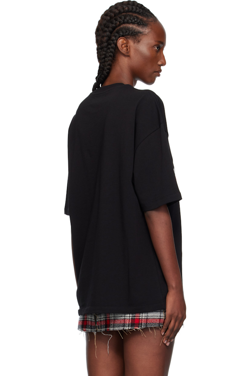 Cotton jersey T-shirt.

· Rib-knit crewneck
· Bouclé text and logo appliqués with crystals at chest

Supplier color: Black