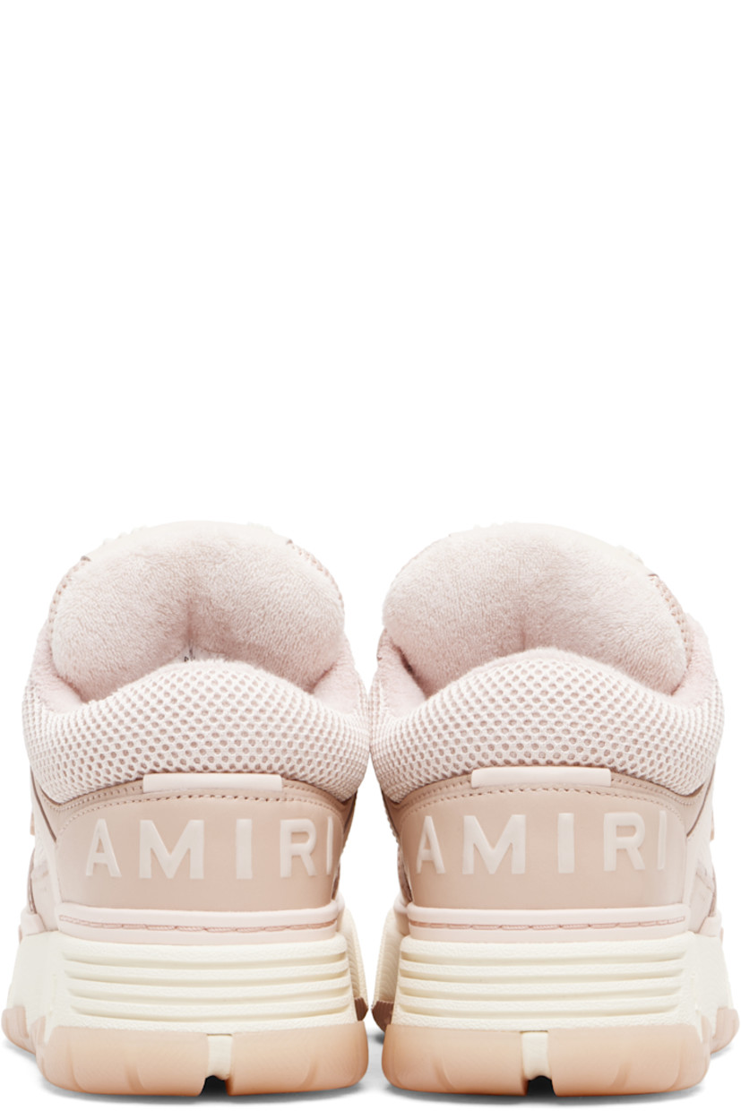 Low-top paneled grained leather and mesh sneakers. 

· Graphic perforations at toe
· Lace-up closure
· Logo patch and hardware at tongue
· Padded tongue and collar
· Logo hardware at outer side 
· Perforations at sides
· Logo embossed at heel counter
· Terrycloth lining
· Logo embossed at textured rubber midsole
· Treaded rubber sole

Supplier color: Evening sand