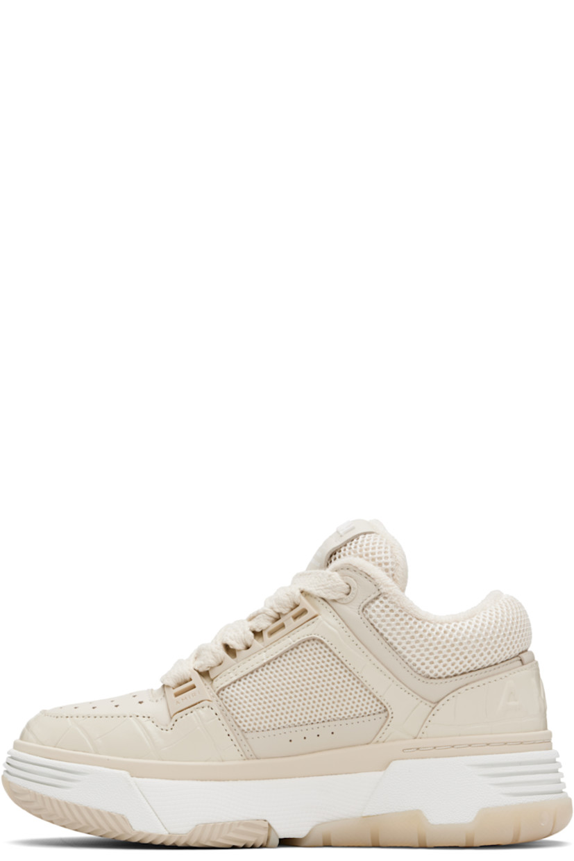 Low-top mesh and croc-embossed leather sneakers.

· Perforations at toe
· Lace-up closure
· Logo patch at padded tongue
· Padded collar
· Logo appliqué at outer side
· Logo embossed at heel counter and midsole
· Terrycloth lining
· Treaded rubber sole

Supplier color: Alabaster