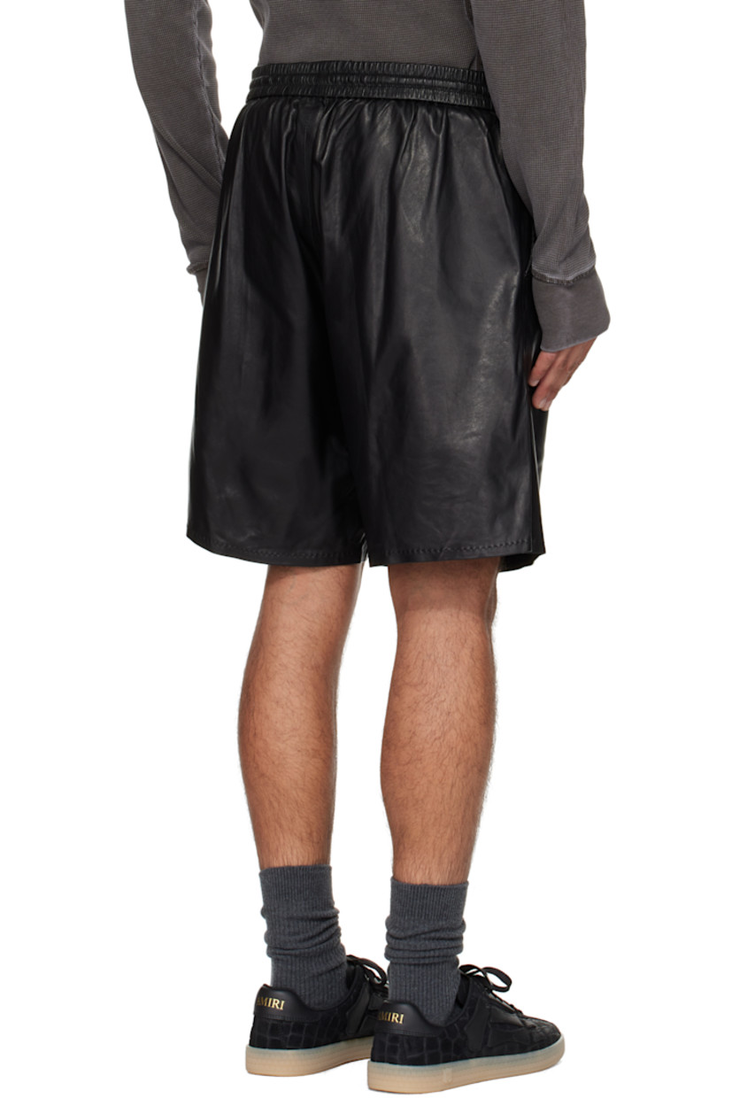 Grained lambskin shorts.

· Drawstring at elasticized waistband
· Two-pocket styling
· Mock fly
· Logo embossed at leg 

Supplier color: Black