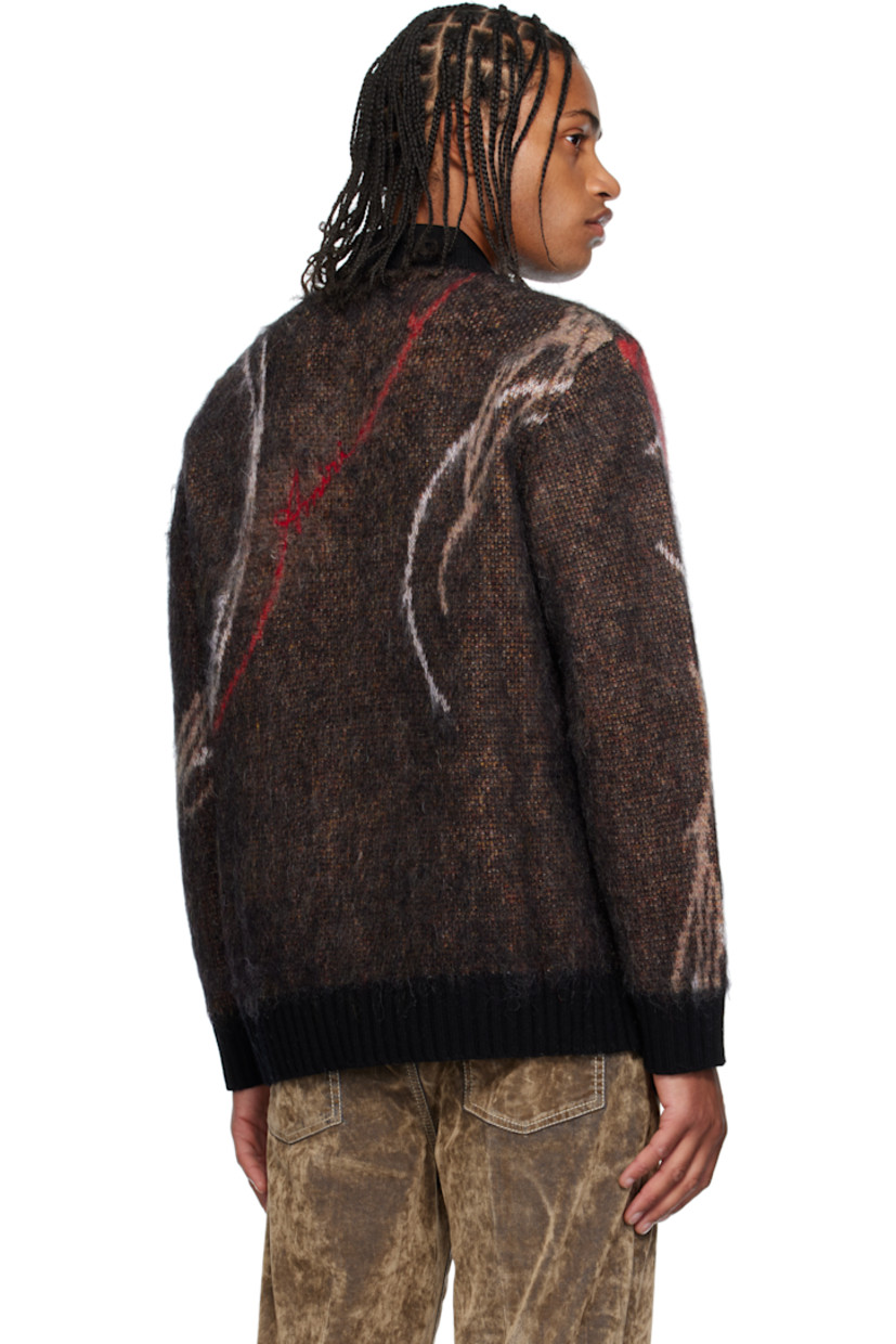 Brushed knit mohair- and wool-blend sweater.

· Intarsia floral graphics throughout 
· Rib-knit crewneck, hem, and cuffs
· Intarsia logo at chest
· Dropped shoulders

Supplier color: Black
