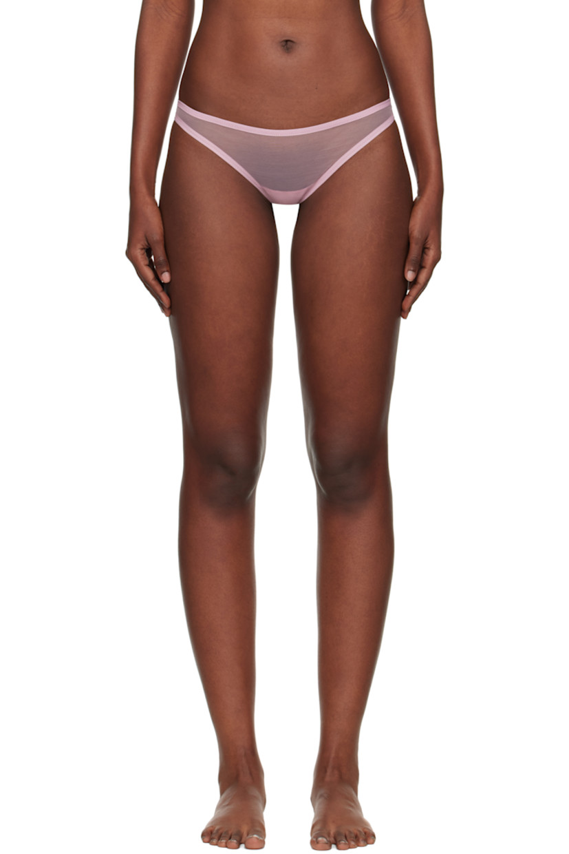Sheer stretch nylon-blend tulle briefs.

· Low-rise
· Elasticized waistband
· Partial jersey lining 

Supplier color: Mauve