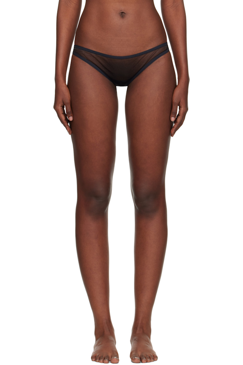 Sheer stretch nylon-blend tulle briefs.

· Low-rise
· Elasticized waistband
· Partial jersey lining 

Supplier color: Black