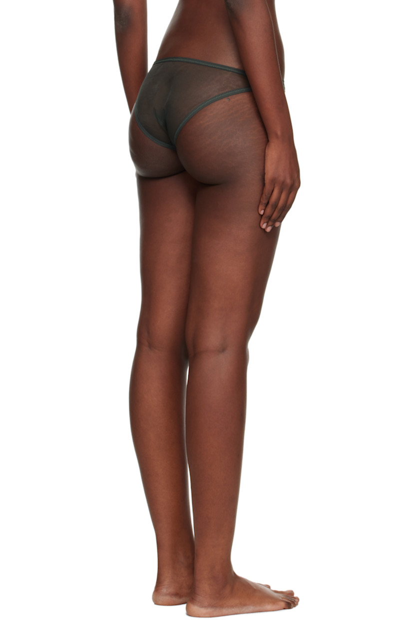 Sheer stretch nylon-blend tulle briefs.

· Low-rise
· Elasticized waistband
· Partial jersey lining 

Supplier color: Green