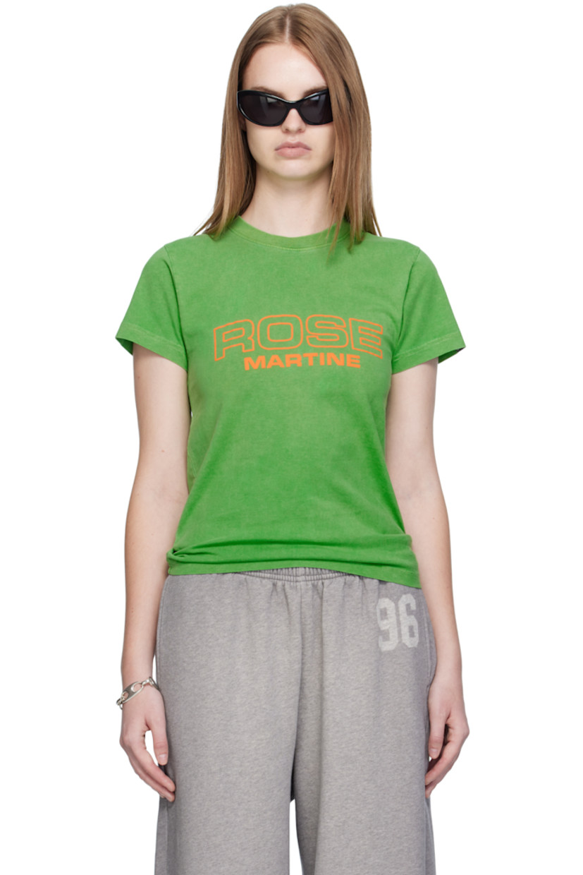 Cotton jersey T-shirt.

· Rib-knit crewneck 
· Logo printed at front
· Logo flag at cuff

Supplier color: Green rose martine
