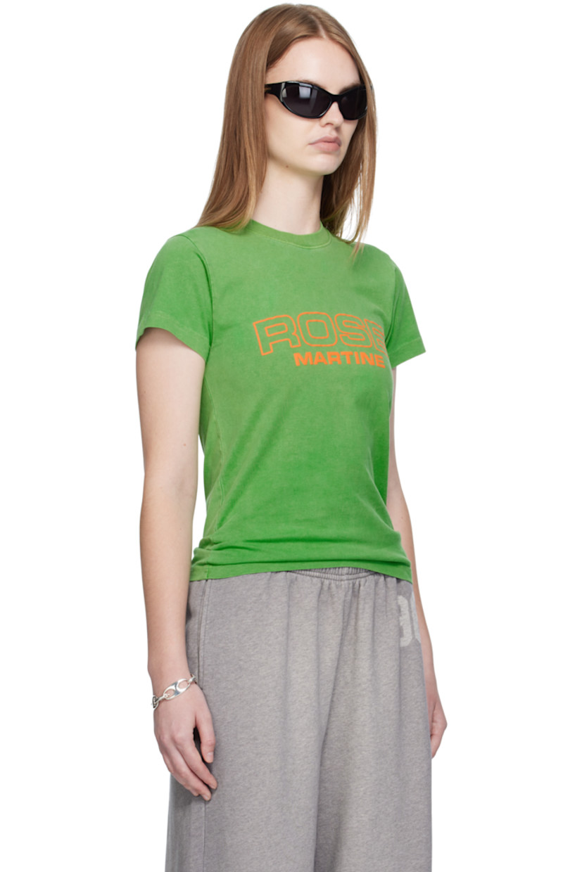 Cotton jersey T-shirt.

· Rib-knit crewneck 
· Logo printed at front
· Logo flag at cuff

Supplier color: Green rose martine