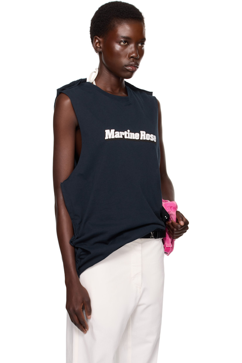 Cotton jersey tank top. 

· Rib-knit crewneck
· Logo printed at front 
· Pinched side seams and shoulders
· Raw edge at side seams, shoulders, and armscyes 

Part of the exclusive SSENSE HEAT capsule.

Supplier color: Blue navy