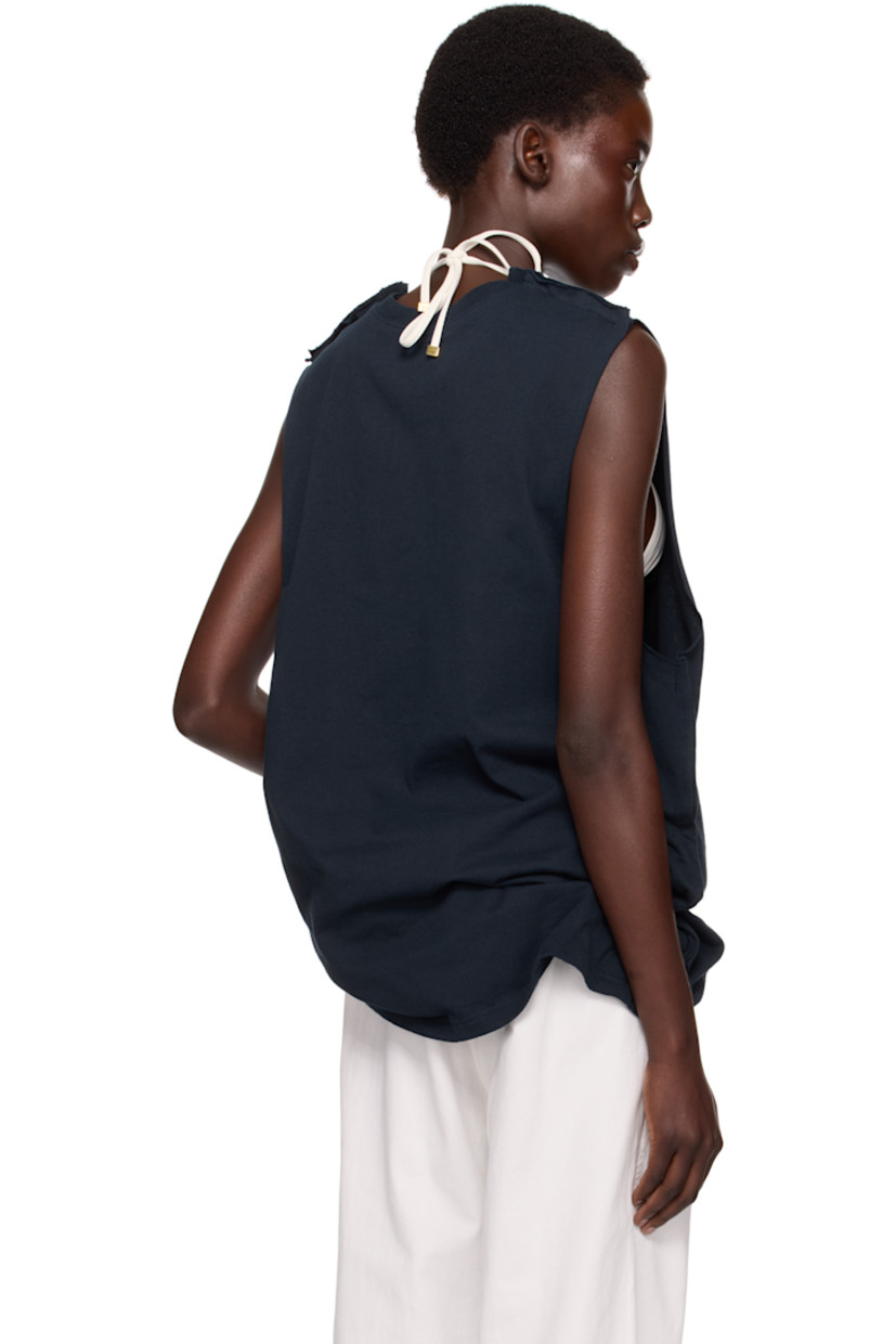 Cotton jersey tank top. 

· Rib-knit crewneck
· Logo printed at front 
· Pinched side seams and shoulders
· Raw edge at side seams, shoulders, and armscyes 

Part of the exclusive SSENSE HEAT capsule.

Supplier color: Blue navy