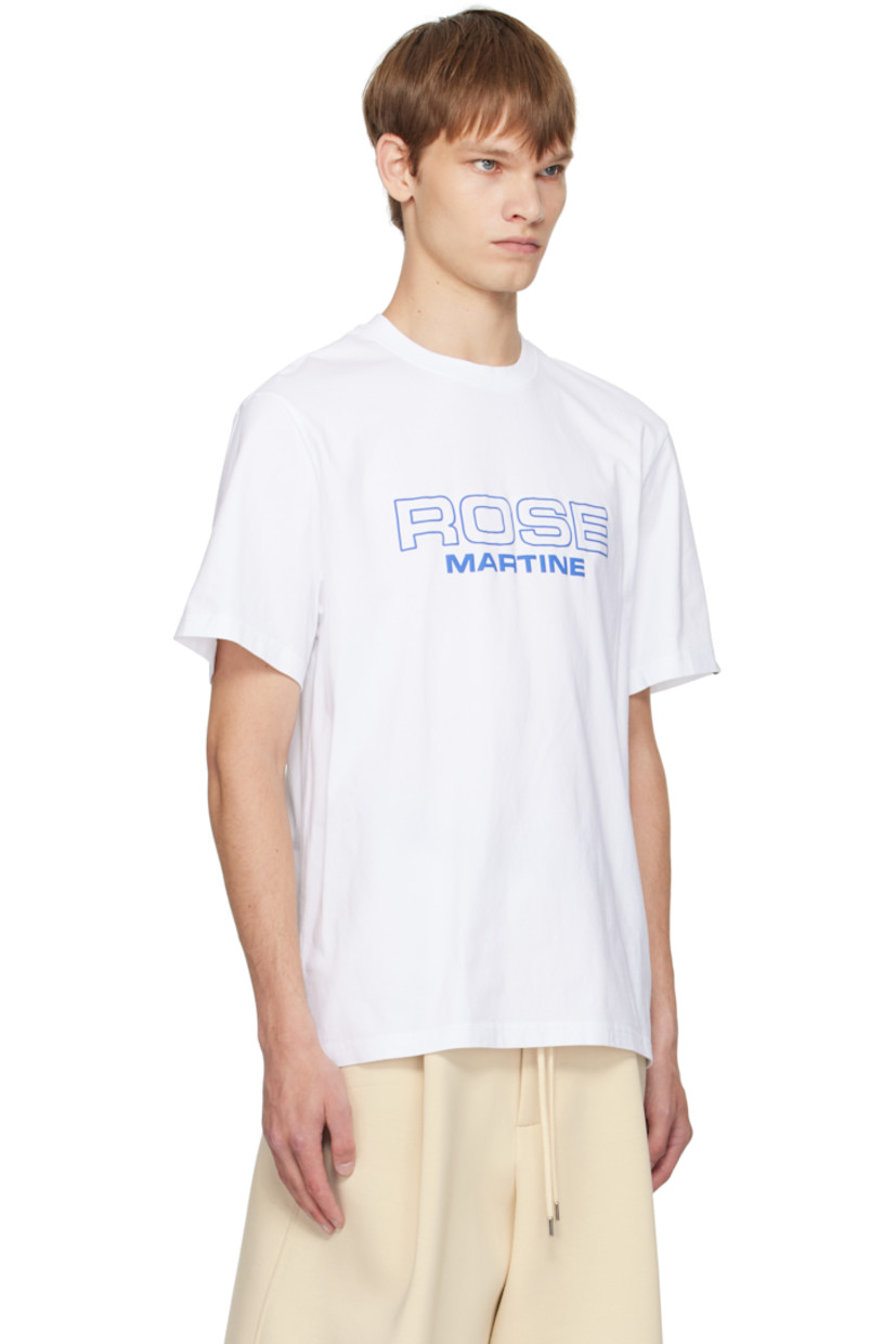 Cotton jersey T-shirt.

· Rib-knit crewneck
· Logo bonded at front
· Logo flag at cuff

Supplier color: White Rose Martine