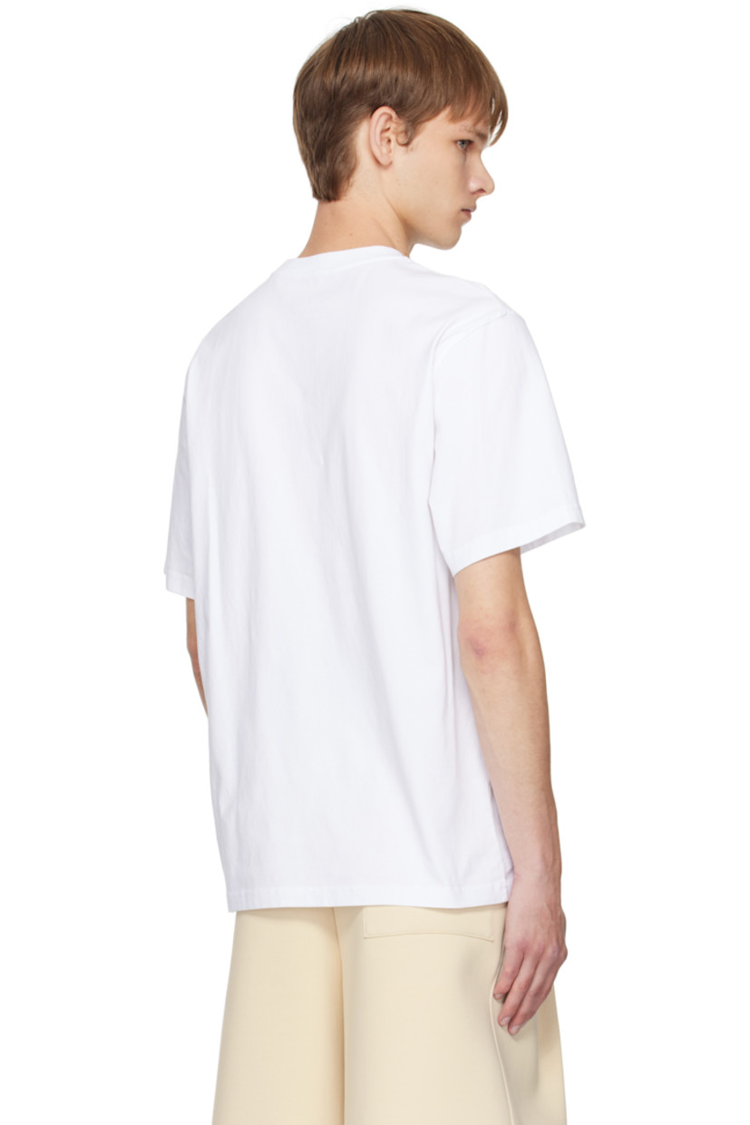 Cotton jersey T-shirt.

· Rib-knit crewneck
· Logo bonded at front
· Logo flag at cuff

Supplier color: White Rose Martine