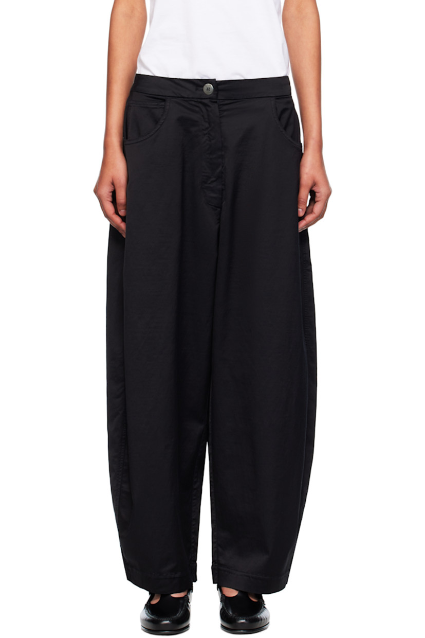 Stretch cotton- and viscose-blend satin trousers.

�· High-rise
· Partially elasticized waistband
· Five-pocket styling
· Zip fly
· Curved outseams
· Gunmetal-tone hardware

Supplier color: Night