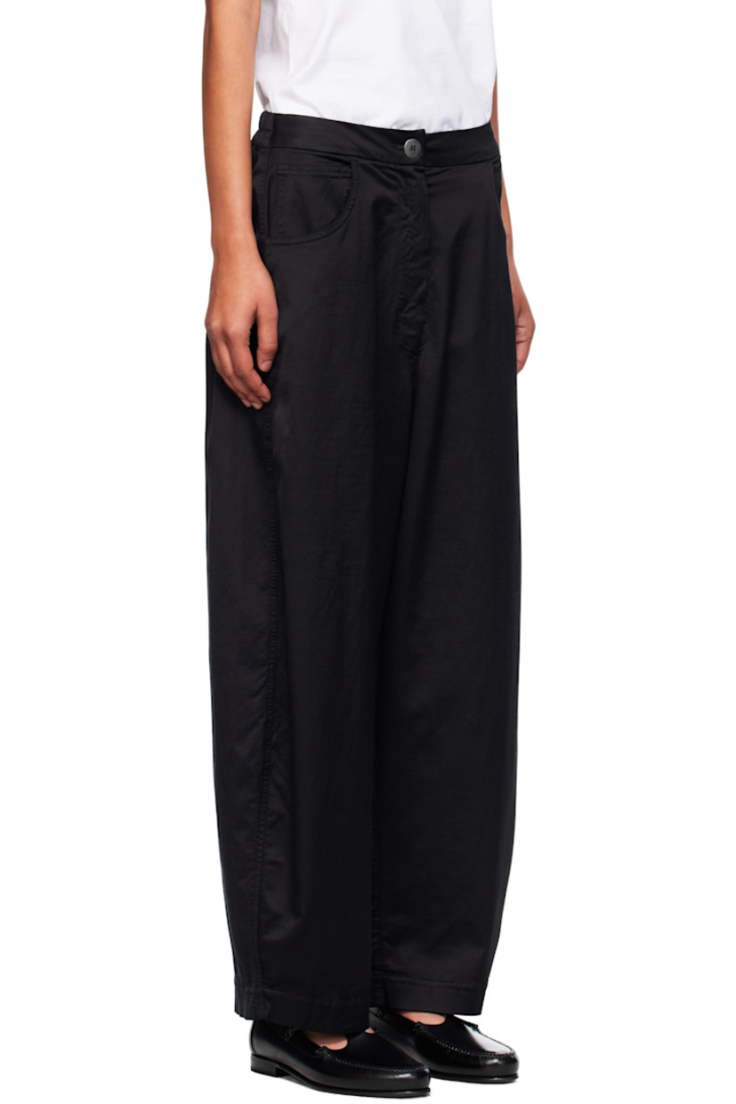 Stretch cotton- and viscose-blend satin trousers.

· High-rise
· Partially elasticized waistband
· Five-pocket styling
· Zip fly
· Curved outseams
· Gunmetal-tone hardware

Supplier color: Night