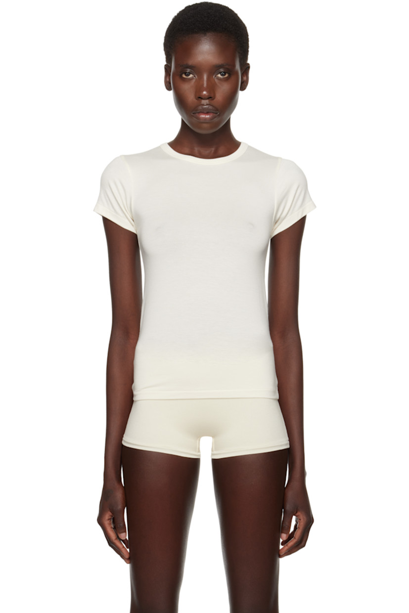 Stretch modal jersey T-shirt. Crewneck.

Supplier color: Cream