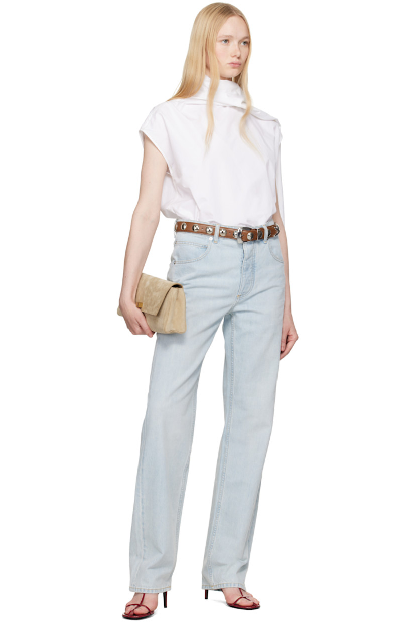 Buffed calfskin belt in tan.

· Studs at length
· Pin-buckle fastening
· Keeper loop at front
· Palladium-plated brass hardware
· W1"

Supplier color: Dark tan