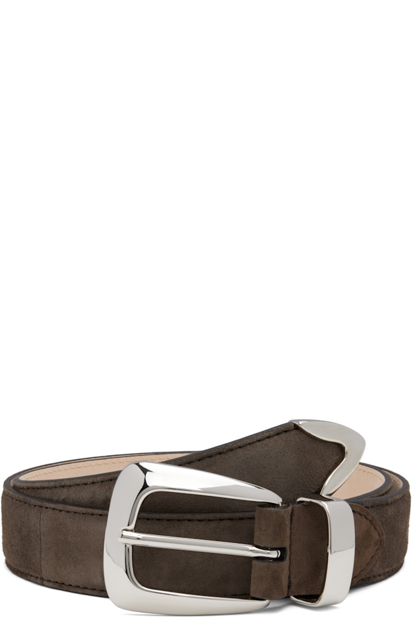 Calfskin suede belt.

· Pin-buckle fastening 
· Silver-tone hardware
· W1"

Supplier color: Ebano suede with silver
