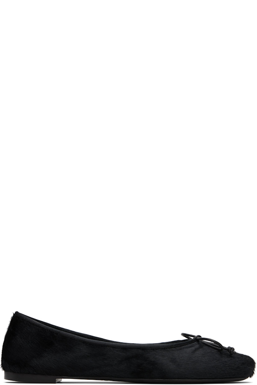 Calf-hair ballerina flats.

· Sacchetto construction
· Square toe
· Bow accent at vamp
· Grosgrain trim at collar
· Buffed leather lining 
· Leather heel with rubber injection
· Leather sole

Supplier color: Black