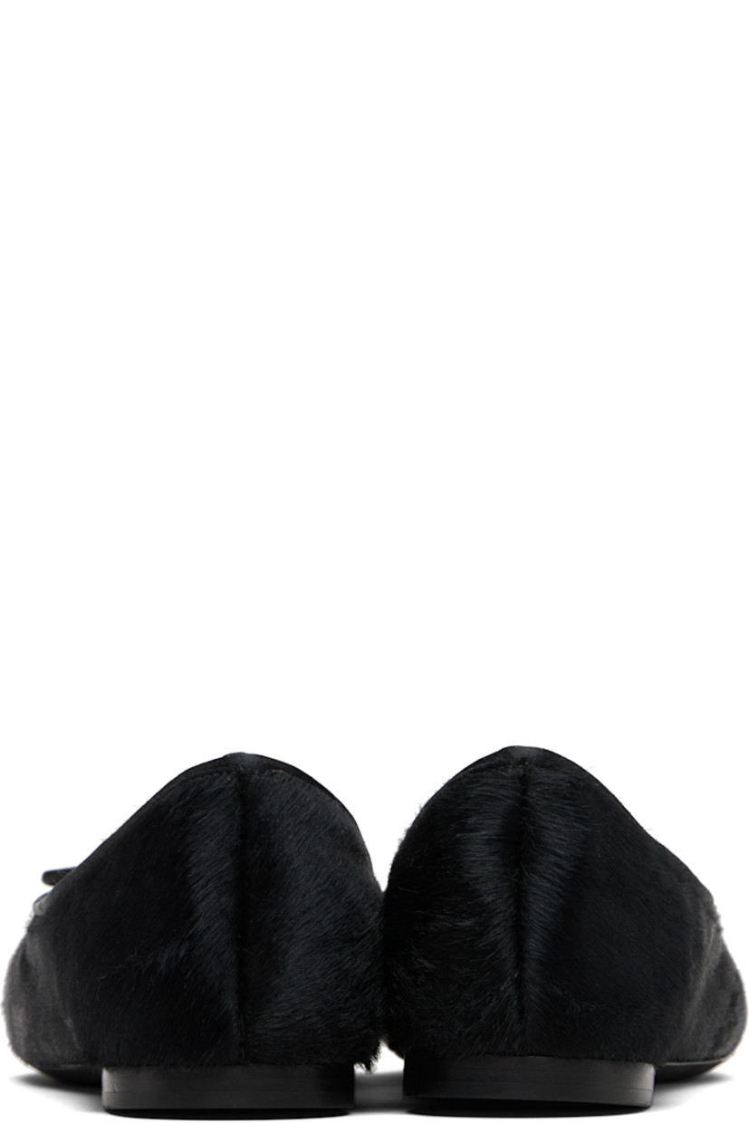 Calf-hair ballerina flats.

· Sacchetto construction
· Square toe
· Bow accent at vamp
· Grosgrain trim at collar
· Buffed leather lining 
· Leather heel with rubber injection
· Leather sole

Supplier color: Black