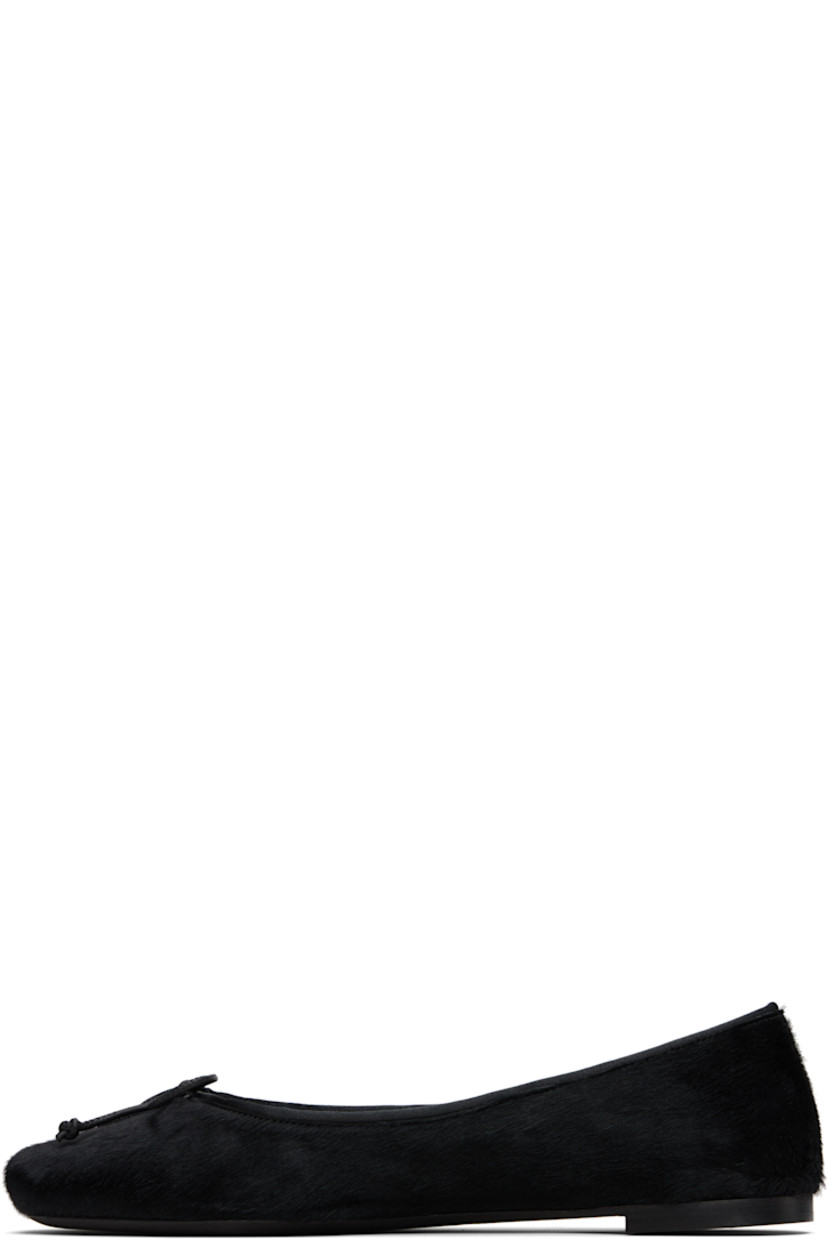 Calf-hair ballerina flats.

· Sacchetto construction
· Square toe
· Bow accent at vamp
· Grosgrain trim at collar
· Buffed leather lining 
· Leather heel with rubber injection
· Leather sole

Supplier color: Black