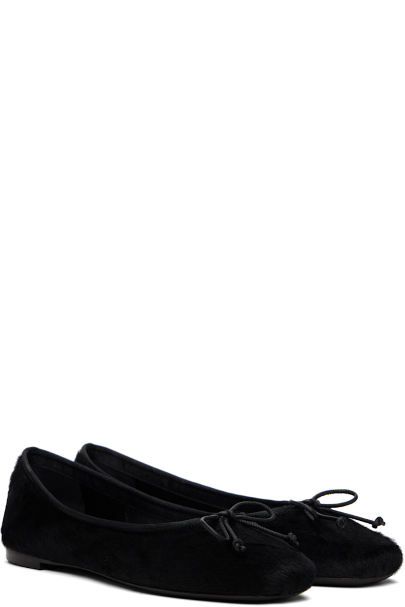 Calf-hair ballerina flats.

· Sacchetto construction
· Square toe
· Bow accent at vamp
· Grosgrain trim at collar
· Buffed leather lining 
· Leather heel with rubber injection
· Leather sole

Supplier color: Black