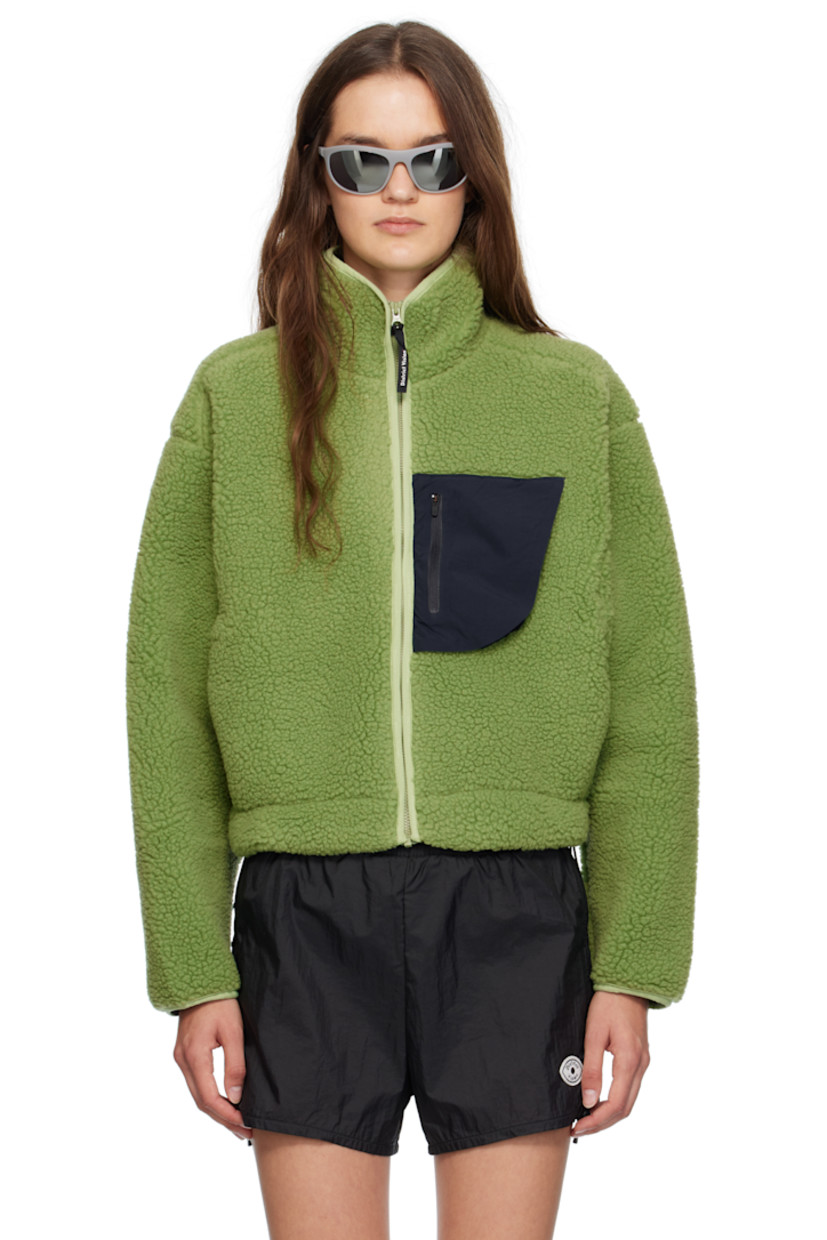 540 gsm virgin wool-blend fleece jacket. 

· Stand collar 
· Zip closure
· Taffeta zip pocket at front 
· Seam pockets at waist
· Bungee-style drawstrings at hem
· Dropped shoulders
· Elasticized cuffs
· Sweat-wicking mesh lining 

Supplier color: Matcha