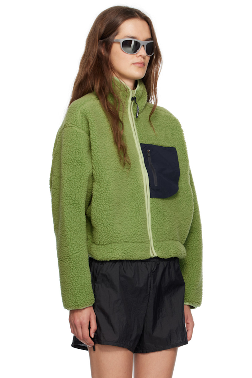 540 gsm virgin wool-blend fleece jacket. 

· Stand collar 
· Zip closure
· Taffeta zip pocket at front 
· Seam pockets at waist
· Bungee-style drawstrings at hem
· Dropped shoulders
· Elasticized cuffs
· Sweat-wicking mesh lining 

Supplier color: Matcha