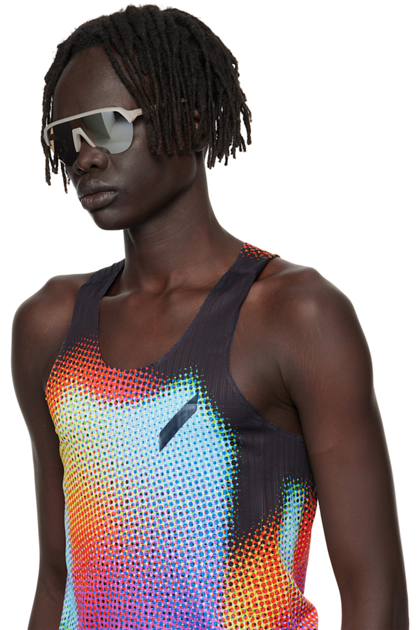 Shield-style semi-rimless semi-transparent acrylic-frame sunglasses.

· Mirrored copper tone lens with D+ lens technology
· 100% UVA/UVB protection
· Integrated rubber nose pads
· Logo printed at lens and temple
· Core wires
· Eyewear chain-compatible rubber temple tips
· Titanium hardware
· Includes microfiber pouch
· Size: 133 140

Supplier color: Morel/D+ copper mirror