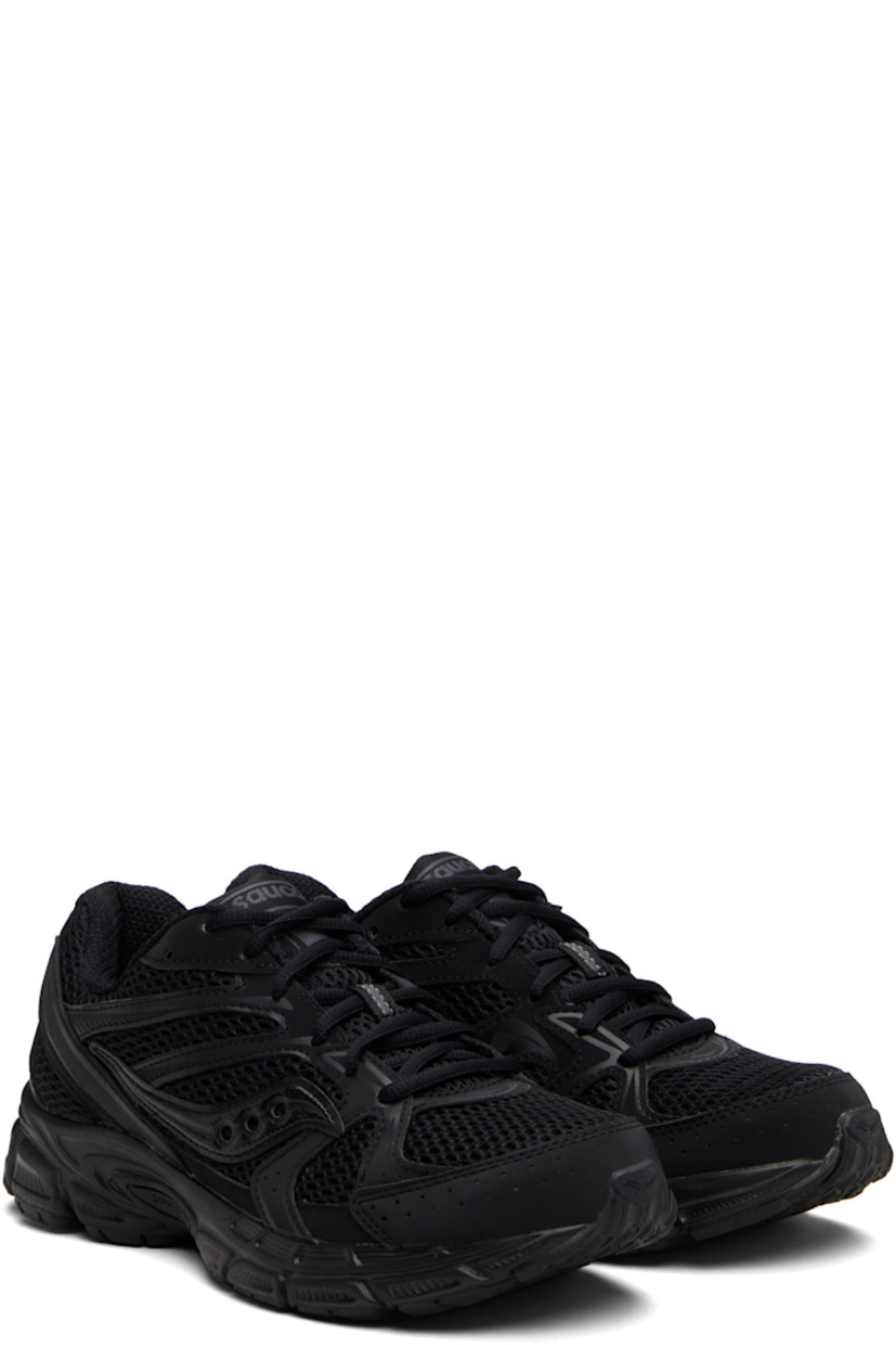 Low-top mesh and buffed faux-leather sneakers.

· Reflective trim and perforated detailing throughout
· Logo printed at vamp and heel tab
· Lace-up closure
· Logo patch at padded tongue
· Padded collar
· Logo appliqué at sides
· Mesh lining
· Treaded rubber sole

Supplier color: Black/Black
