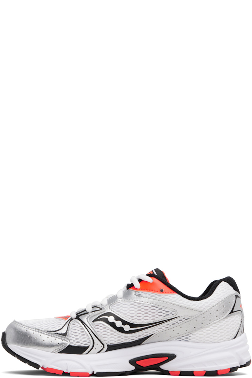 Low-top mesh and buffed faux-leather sneakers.

· Reflective trim and perforated detailing throughout
· Logo printed at vamp and heel tab
· Lace-up closure
· Logo patch at padded tongue
· Padded collar
· Logo appliqué at sides
· Mesh lining
· Treaded rubber sole

Supplier color: White/Silver