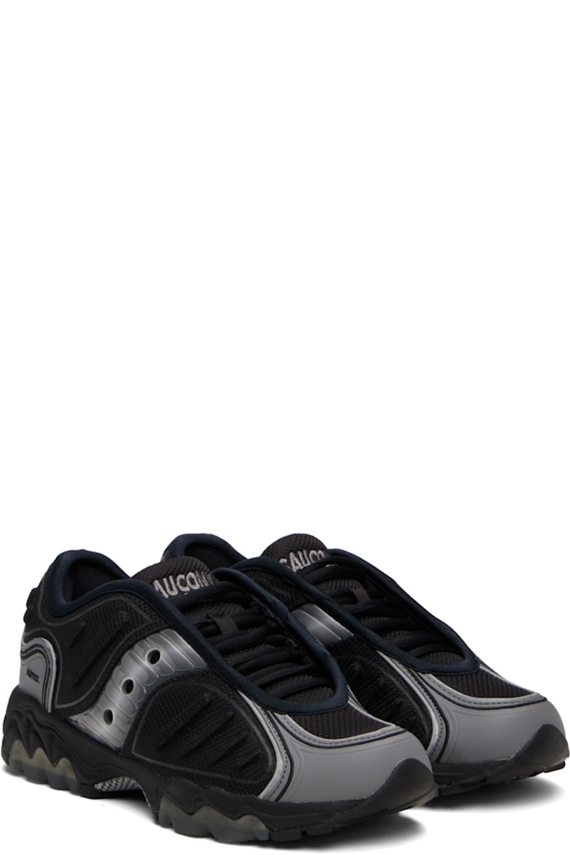 Low-top mesh and buffed faux-leather sneakers.

· Reflective trim throughout
· Lace-up closure
· Logo embroidered at padded tongue
· Padded collar
· Text embroidered at outer side and heel
· Logo appliqué at sides and heel counter
· Jersey and mesh lining
· Foam rubber midsole
· Treaded XT-900 rubber sole

Supplier color: Black/Metallic