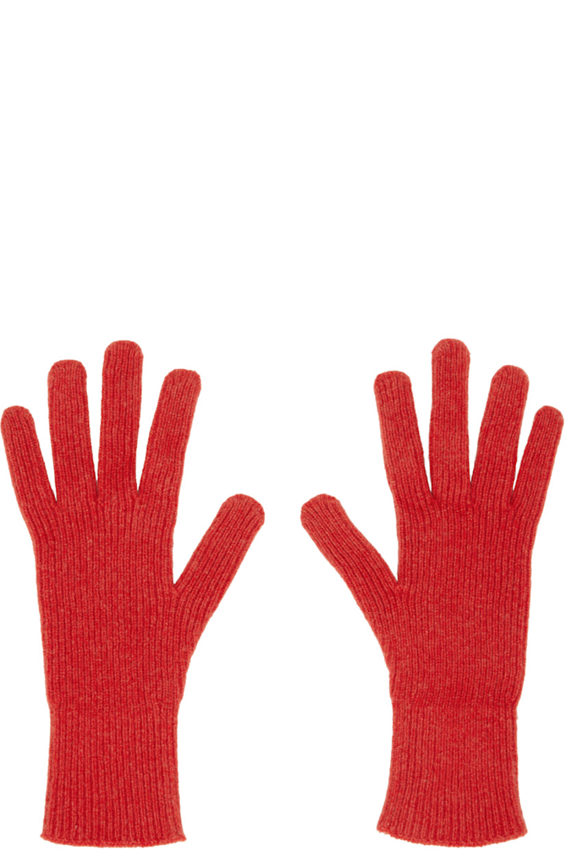 Rib-knit recycled cashmere- and wool-blend gloves.

Supplier color: Melograno red