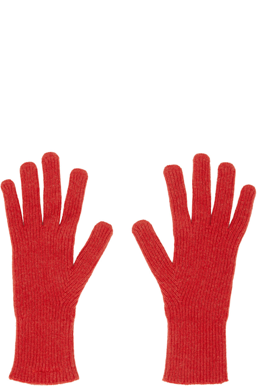 Rib-knit recycled cashmere- and wool-blend gloves.

Supplier color: Melograno red