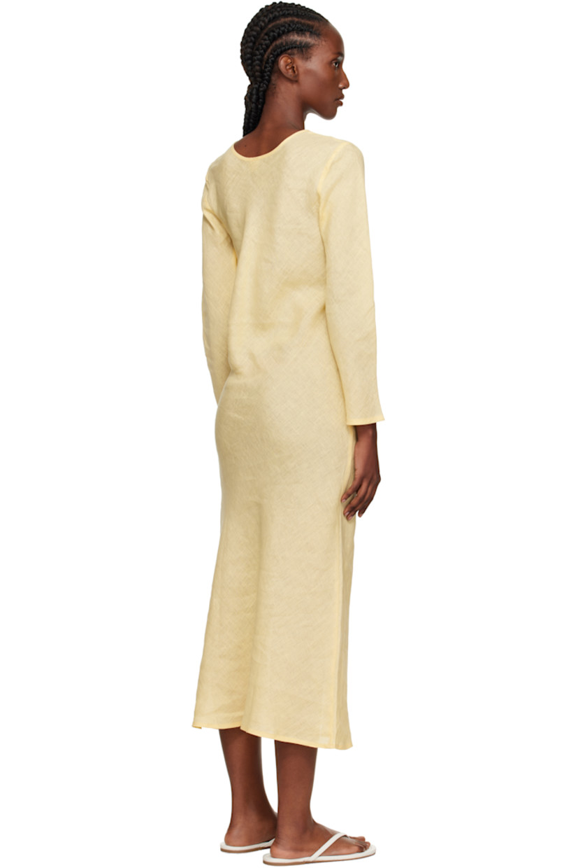 Bias-cut semi-sheer linen hopsack maxi dress.

· OEKO-TEX®-certified
· Round neck

Supplier color: Ana yellow